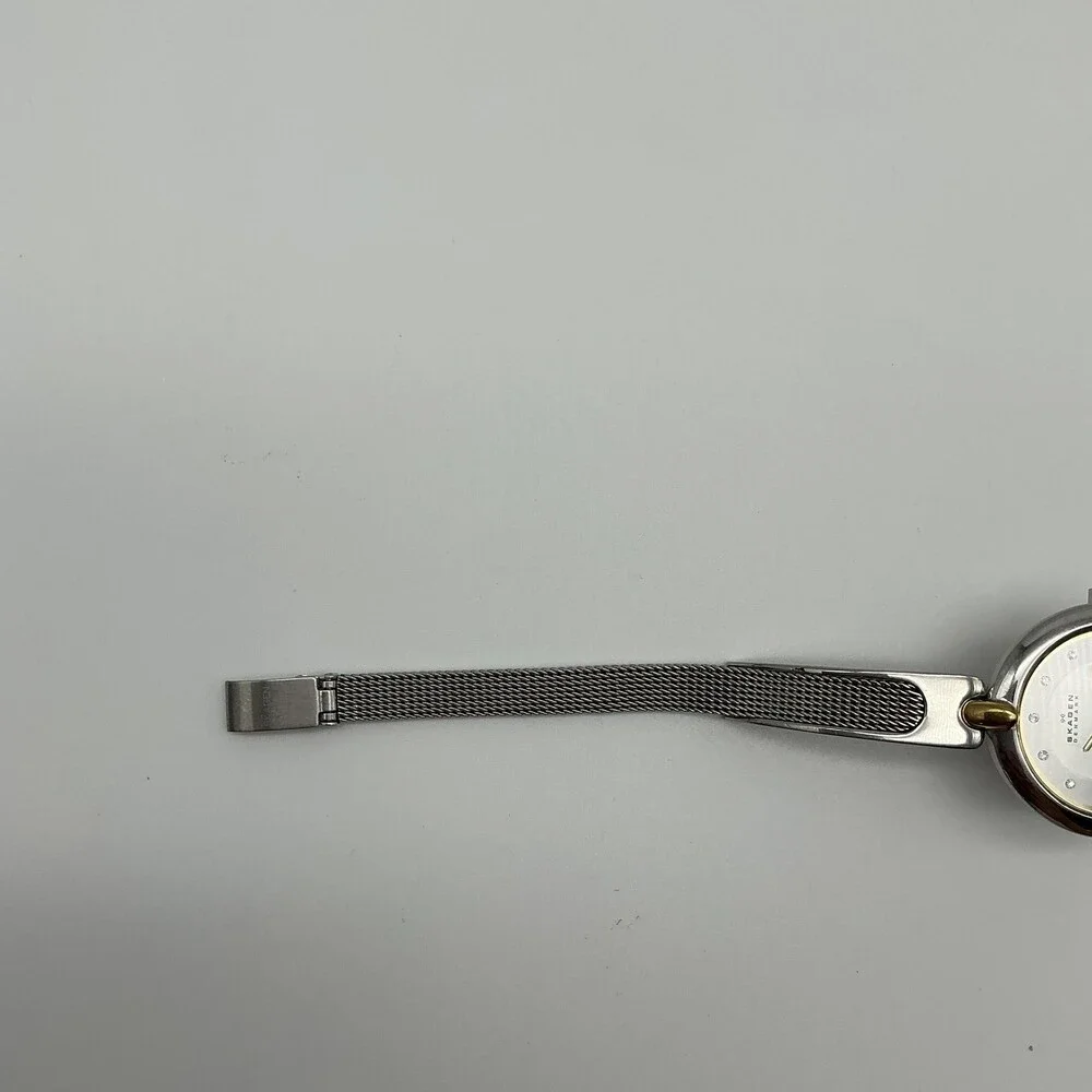 Skagen 354SGSC Womens Watch Silver Dial Stainless Mesh Bracelet New Battery 7.5